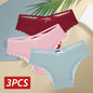 3PCS/Set Women Cotton Panties Sexy Low Rise Lace Brazilian Panties Hollow Out Soft Breathable Lingerie Female Bow Underwear S-XL