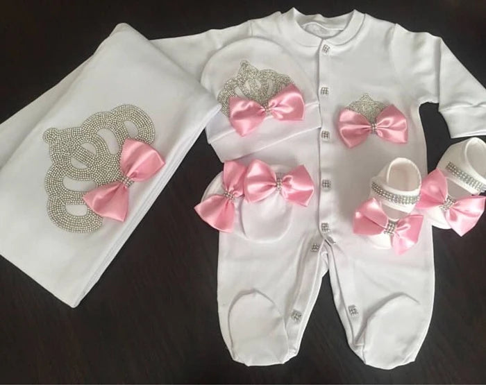 5pcs Newborn Baby Boy Girl Outfits Set Kids Clothing Real Cotton Infant Care Products Body Suit Shirt Pants