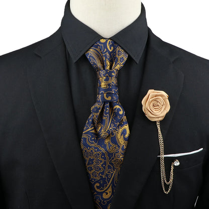 New Men's Premium Paisley Tie Brooch Set Red Black Blue Ajustable Neck Tie Luxury Classic Suit Tuxedo Groom Wedding Accessories