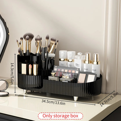 New 360° Rotating Makeup Brush Holder Cosmet Storag Box Luxury Makeup Organiser Lipsticks Make Up Container Vanity Organizer Box