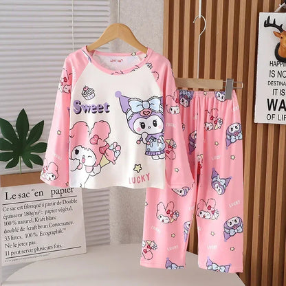 2025 Winter Children Pajama Sets Girl Long Sleeved Pants Pijamas Boys Cartoon Sleepwear Cute Kids Loungewear Korean Home Clothes