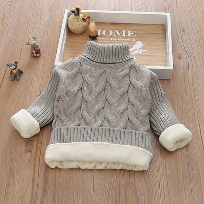 PHILOLOGY 2T-8T pure color winter boy girl kid thick Knitted bottoming turtleneck shirts solid high collar pullover sweater