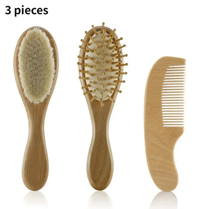 Wooden Baby Hair Brush Comb Soft Baby Bath Brush Clean Hair Body Gentlely Newborn Protect Shower Infant Wash Care Tool