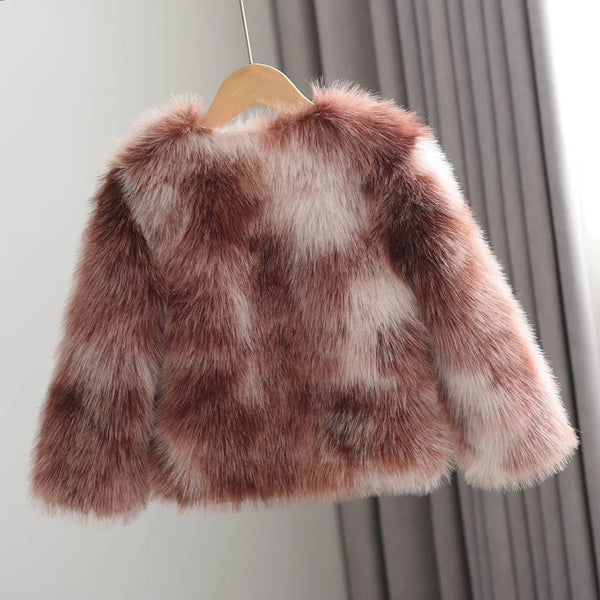 Little Girls Faux Fur Coat Warm Winter Coats Thick Fox Fur Jacket Korean Fashion Kids Plush Outerwear Child High Quality Outwear