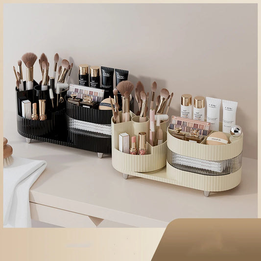 New 360° Rotating Makeup Brush Holder Cosmet Storag Box Luxury Makeup Organiser Lipsticks Make Up Container Vanity Organizer Box