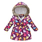 Autumn Winter Girls Jacket Keep Warm Fur Collar Fashion Prints Little Princess Coat Hooded Zipper Girls Outerwear Kids Clothes