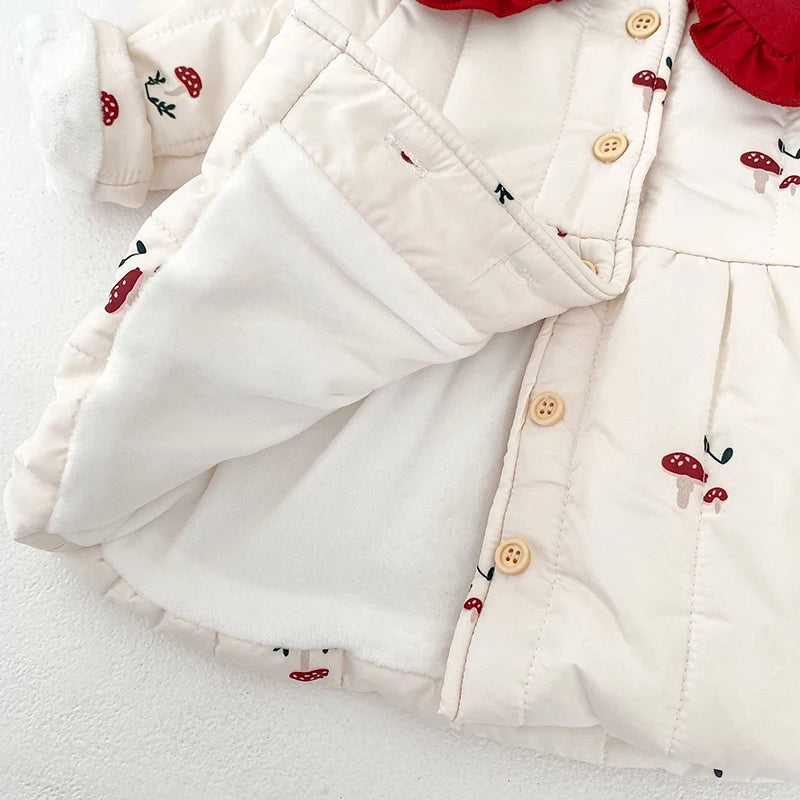 2025 New Winter 0-3Yrs Toddler Baby Girl Jacket Long Sleeved Print Thicken Warm Cardigan Coat Newborn Baby Girls Thick Coat