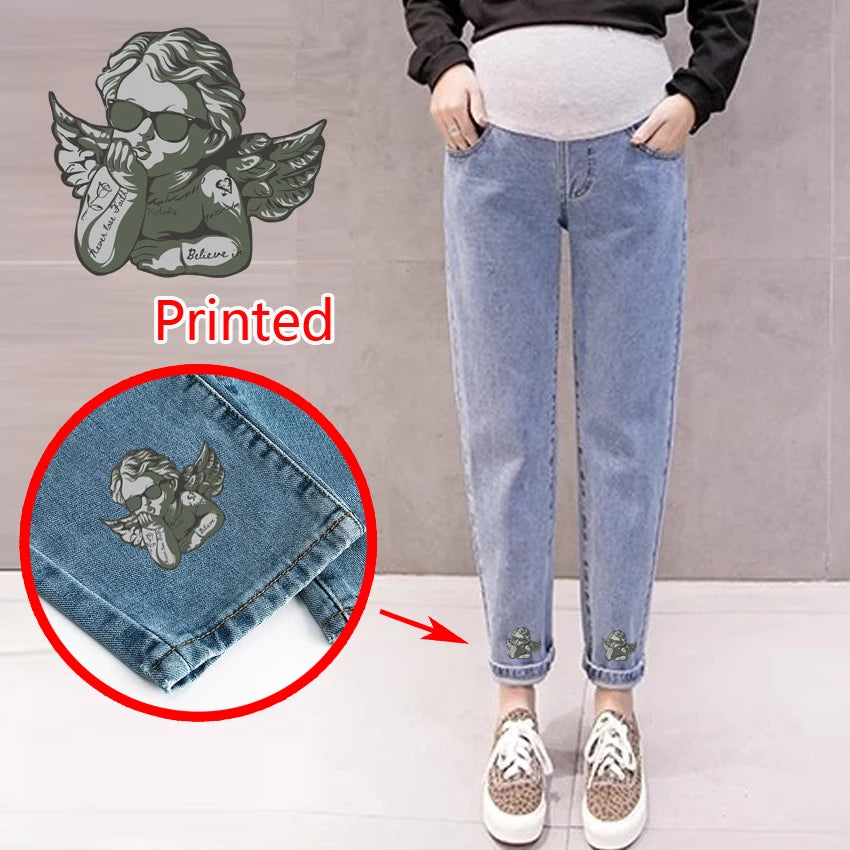 Pregnancy Abdominal Pants Boyfriend Jeans Maternity Pants For Pregnant Women Clothes High Waist Trousers Loose Denim Jeans