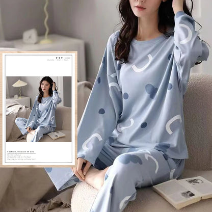 Spring Autumn Big Size 5XL Women Polyester Pajamas Plaid Sleepwear Long-sleeved Homewear Sets Womens Simple Loose Casual Pijamas