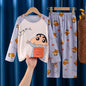 2025 Autumn Kawaii Miniso Children Milk Silk Pajamas Sets Girl Boy Sleepwear Korean Kids Homewear Clothes Cute Anime Loungewear