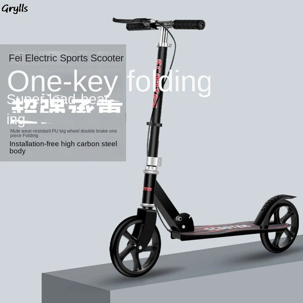 Grylls Adult Handbrake Scooter For Kids And Teens To Work Big Wheel Two-wheel Foldable Urban Campus Mobility Scooter Hot New