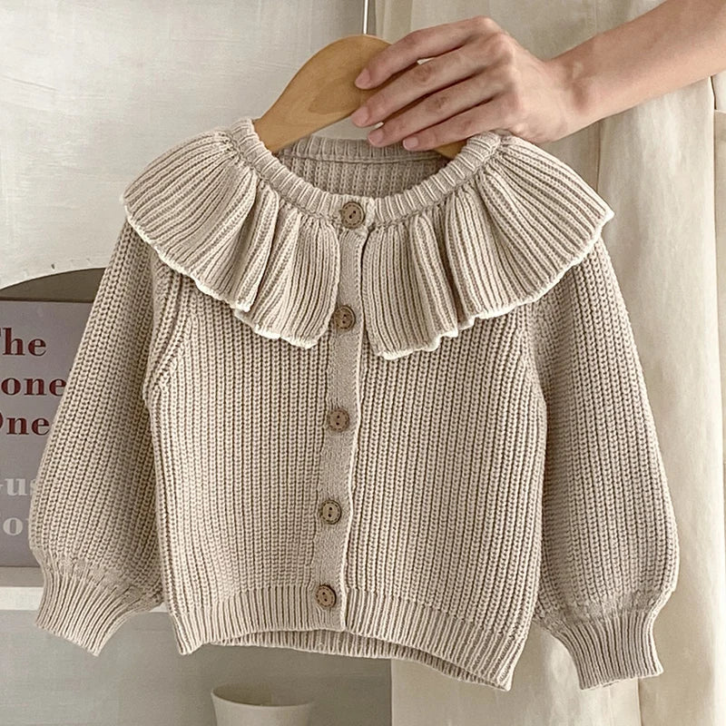 Autumn Winter Korean Style Toddler Baby Girls Sweater Coat Long Sleeved Solid Color Newborn Baby Girls Knitting Cardigan