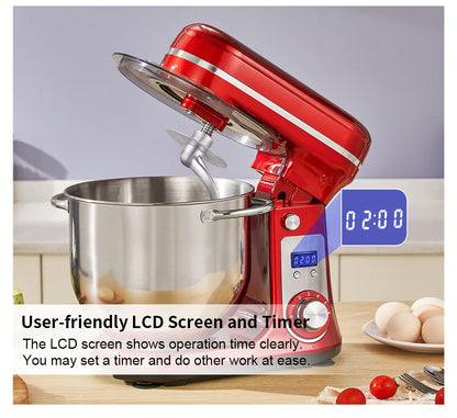 BioloMix Kitchen Food Stand Mixer, Blender, Quiet Motor, Cream Egg Whisk, Whip Dough Kneader, 6-Speed, 1200 W, 6 L, DC