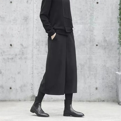 Loose Woole Wide Leg Skirts Pants Women Casual Mom Pants Winter Autumn Straight Trousers Korean Elastic High Waist Fat Leg Pants