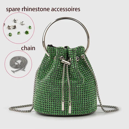 Full A rhinestone Bucket Bag Full Of Diamond bag fashion studded Joker slung hand bill of lading shoulder dinner bag