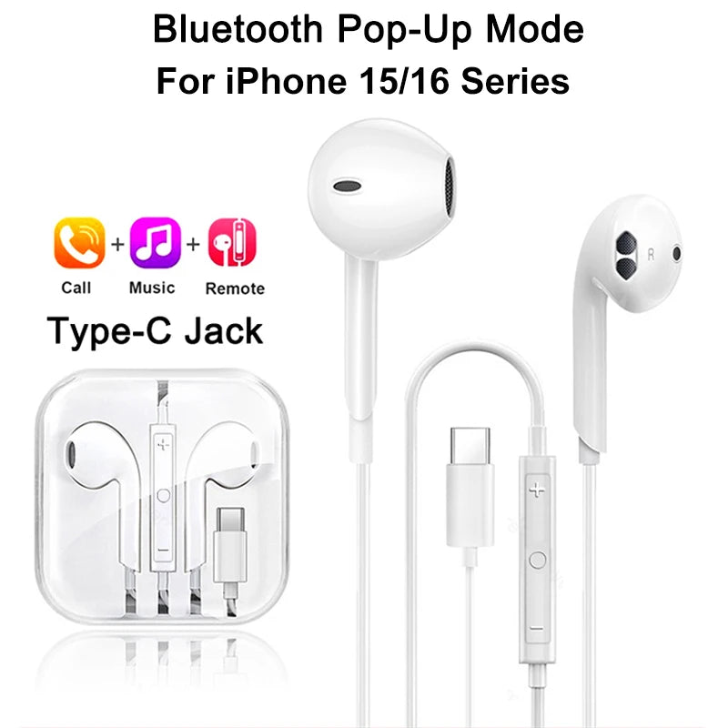 Apple iPad Laptops Tablet Headphones For iPhone 16 15 14 13 12 11 Pro Max Earphones X XS 7 8 Plus 3.5mm Stereo Wired Earbuds