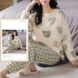 Spring Autumn Big Size 5XL Women Polyester Pajamas Plaid Sleepwear Long-sleeved Homewear Sets Womens Simple Loose Casual Pijamas