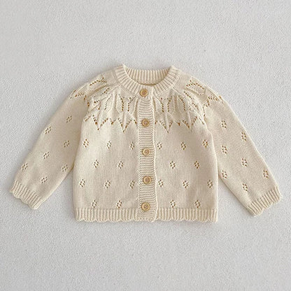 Autumn Winter Korean Style Toddler Baby Girls Sweater Coat Long Sleeved Solid Color Newborn Baby Girls Knitting Cardigan