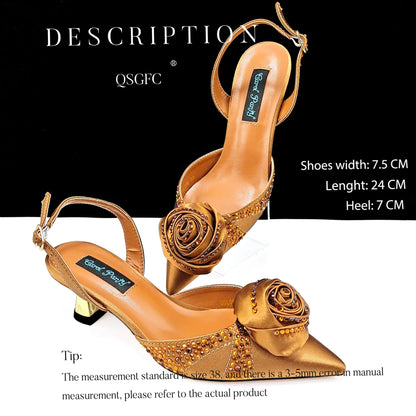 Fashionable Party Shoes and Bags Nigerian Women’s Party Suit Medium Heel Pointed Toe Women’s Shoes and Same Color Bags