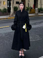 2025 Vintage Wool Blend Coat With Belt Long Women's Elegant Warm Coat Women's Winter Clothes Fashion Outerwear Trench Coat