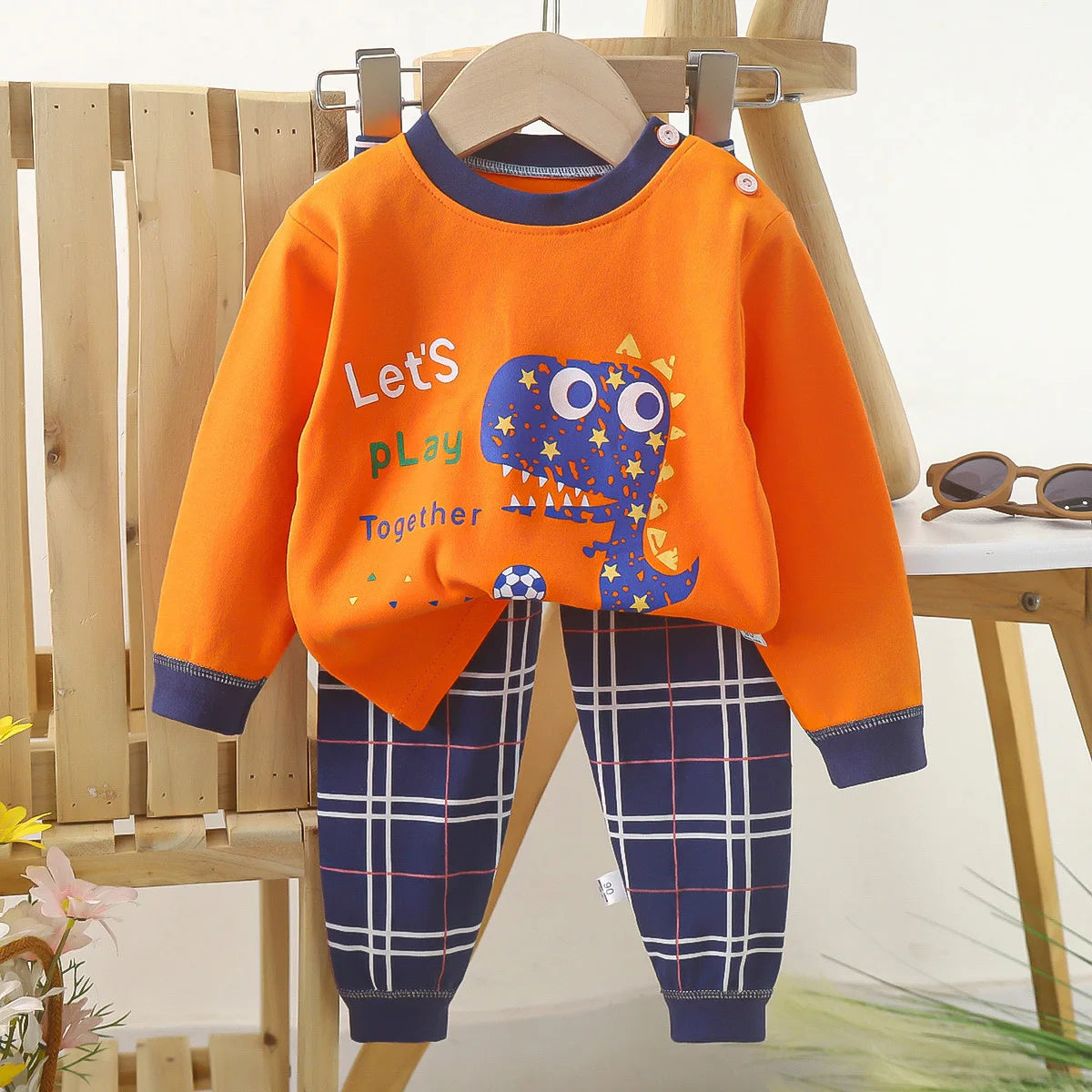 Kids Boys Casual Warm Cotton Pajamas Cute Cartoon Bear Long Sleeve T-Shirt Tops + Pants New Baby Autumn Sleepwear Clothing Sets