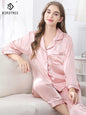 100% Silk Pajamas Set for Women Summer and Autumn Long-sleeved Mulberry Home Service Silk Women's Pocket