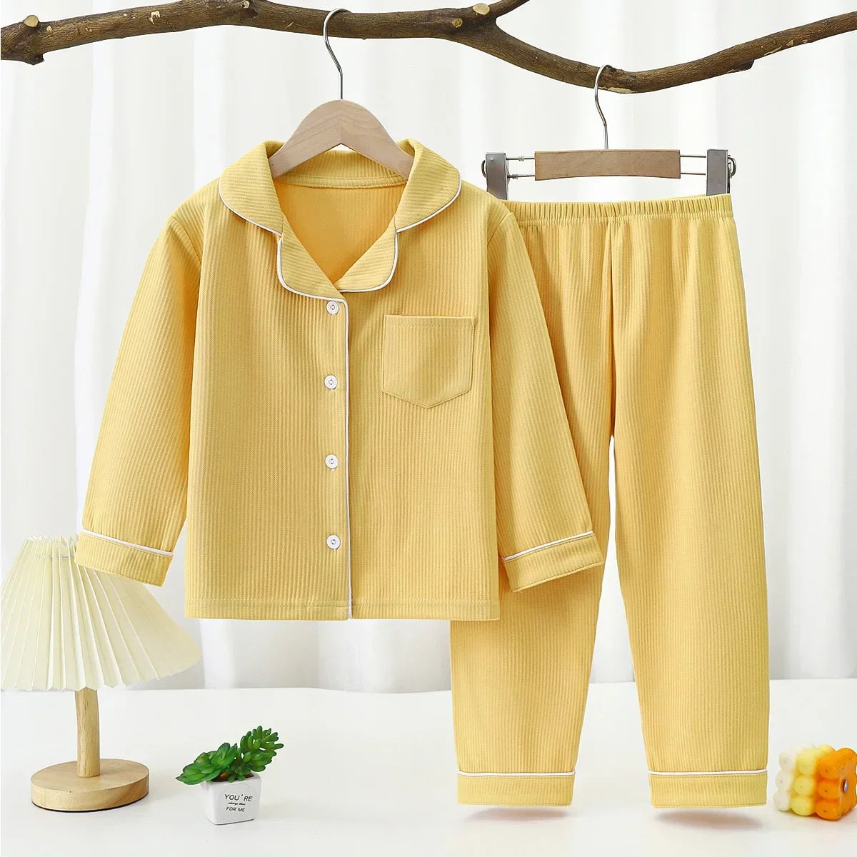 2025 Autumn Winter Children Pajama Sets Solid Color Sleepwear for Kids 1-16years Teen Pijamas Boys Girls Loungewear Baby Clothes