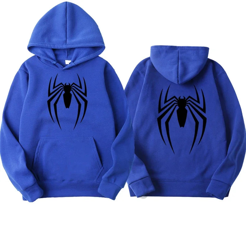 Autumn and Winter New Men's Hoodie Street Fashion Spider Print Sweatshirt Fleece Casual Fun Loose Hoodie Spiderman Men's Top