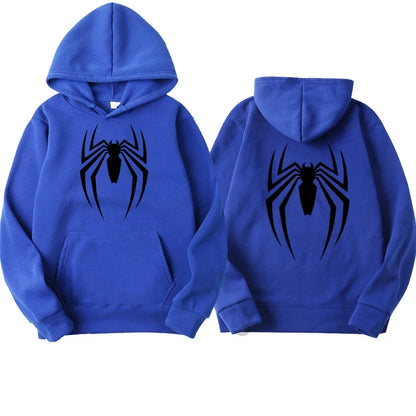 Autumn and Winter New Men's Hoodie Street Fashion Spider Print Sweatshirt Fleece Casual Fun Loose Hoodie Spiderman Men's Top