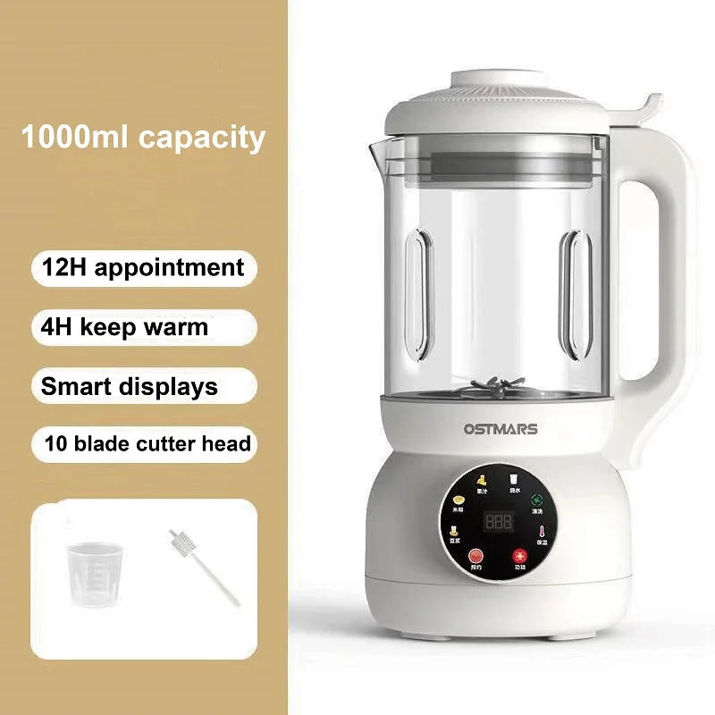 1000ml Smart Soybean Milk Machine Fully Automatic Filter-free Wall Breaker Multi-function Blender Home Juicer Kitchen Tools 800W