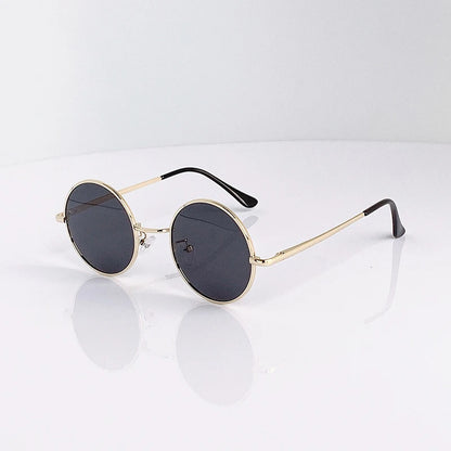 Retro Vintage Round Polarized Sunglasses Men Brand Designer Sun Glasses Women Alloy Metal Frame Black Lens Eyewear Driving UV400