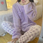 Autumn Winter Pijamas Kawaii Pajama Sets Women Cartoon Sweet Bear  Flannel Sleepwear Girl Pijama Mujer Night Suits Soft Homewear