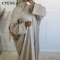 New Winter Corduroy Coat for Women Warm Thick Kimono Cardigan Arab Turkey Modest Abaya Islam Clothing Femme Retro Robe