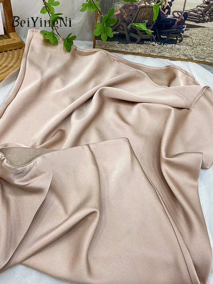 Beiyingni Elegant Satin High Waist Skirts Women Elegant Luxury Korean Long Maxi Mermaid Skirt Casual Office Ladies A-line Faldas