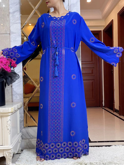 Autumn Women Elegant Dresses Dubai Party Outfits Long Sleeve  Dashiki Muslim Women High-grade Comfort Fabric African Abaya