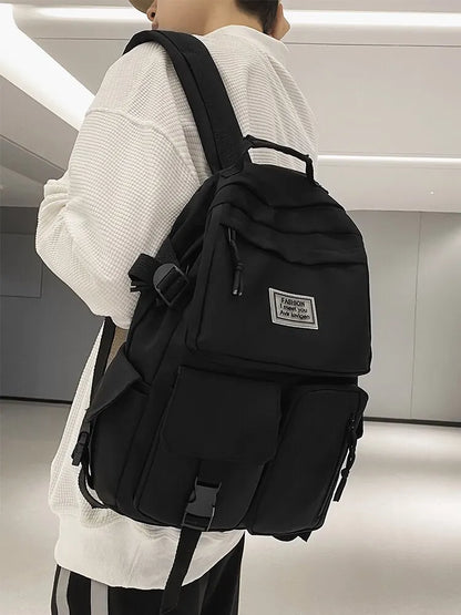 A Load Of Multi-pocket Men and Women Universal Nylon Large-capacity Leisure Simple Schoolbag Insert Buckle Computer Backpack