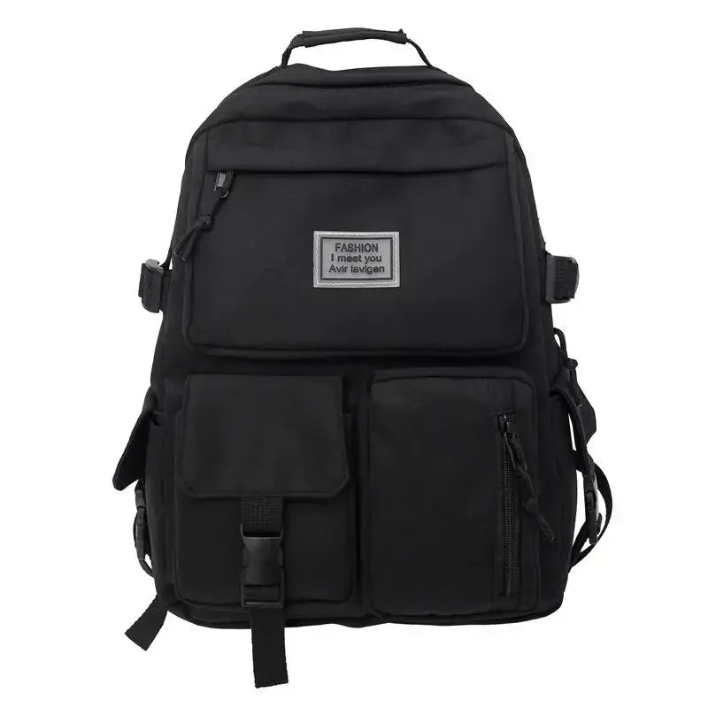 A Load Of Multi-pocket Men and Women Universal Nylon Large-capacity Leisure Simple Schoolbag Insert Buckle Computer Backpack