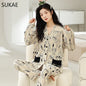 SUKAE New M-5XL Autumn Winter New Cotton Women Pajamas Lady Loungewear Kimono Cardigan Long Sleeves V-neck Homesuit