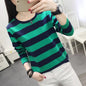 Autumn Loose Pure Cotton Long Sleeve T-shirt Women Clothing Middle-aged Mom Base Shirt Striped Top