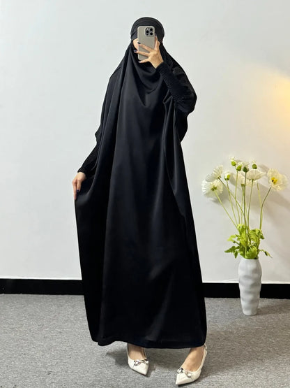 Ramadan Modesty Prayer Dress Women Jilbabs Kaftan Muslim Abayas Smocking Sleeve Dresses