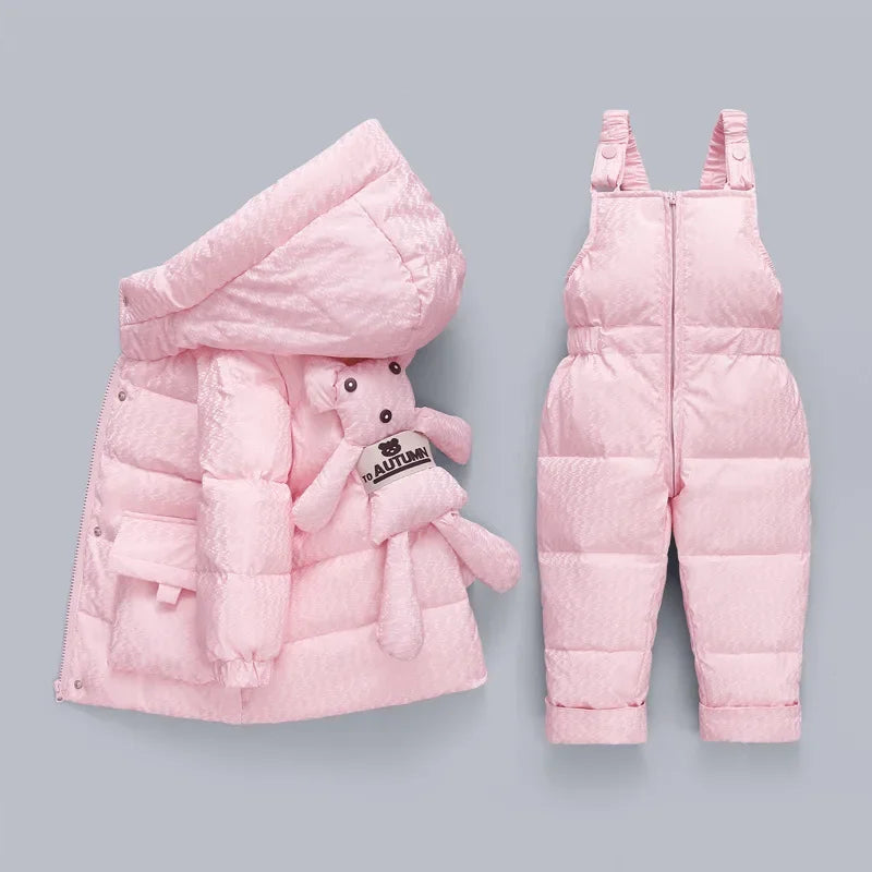 Winter Overalls Jumpsuit for Girls Boy Children Suits Jackets Kids Snowsuit Duck Down Parka Coat Toddler Baby Bear Toy Outerwear