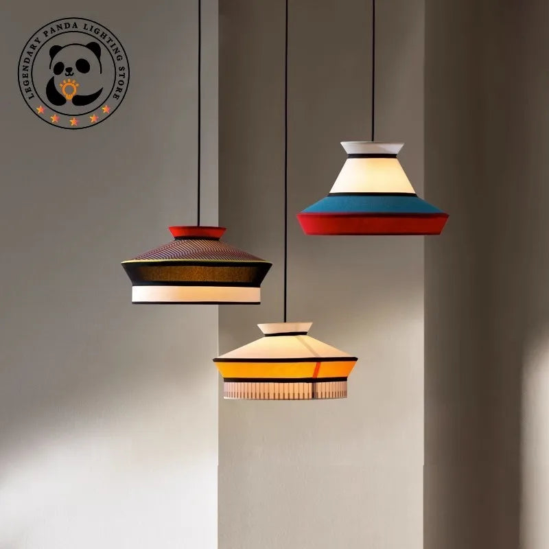 Chinese Minimalist Wabi-sabi Fabric Art Home Decor Pendant Ligths LED Lamps Modern Interior Lighting Restaurant Bedroom Homestay