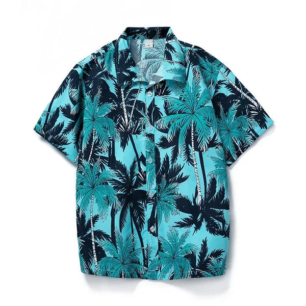 Hawaiian Print Casual Men’s Polyester Short-Sleeve Shirt