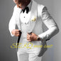 White Men's Wedding Tuxedo Elegant Men's Suit Green Fruit Collar Jacket Pants Vest 3-piece Set Customized Color