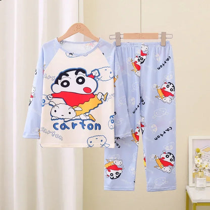 Miniso Winter Autumn Children's Pajamas Set 2025 Cute Anime Cartoon Kids Pijama Boy Girl Sleepwear Long-Sleeved Pants Loungewear