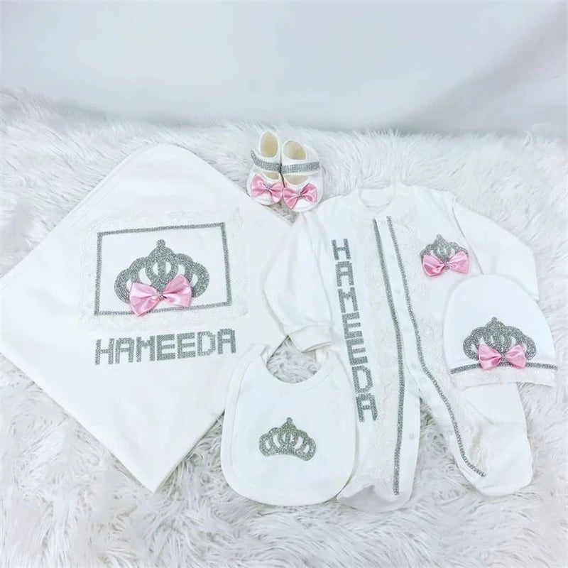 5pcs Newborn Baby Boy Girl Outfits Set Kids Clothing Real Cotton Infant Care Products Body Suit Shirt Pants