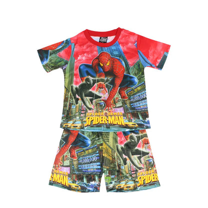 Children Pajamas Set Short Sleeve T Shirt Shorts Superhero Spiderman Costume Pyjamas Kids Boy Girls Pijamas Cartoon Baby Sleepw