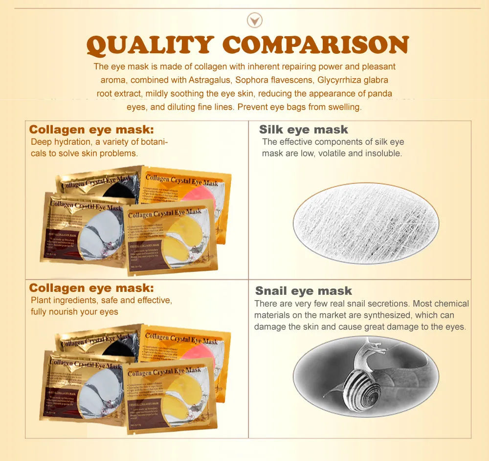 20Pcs=10Pairs Gold Collagen Crystal Eye Mask skincare Eye Patches Firming Moisturizing Nourishing Eye Skin Care Products