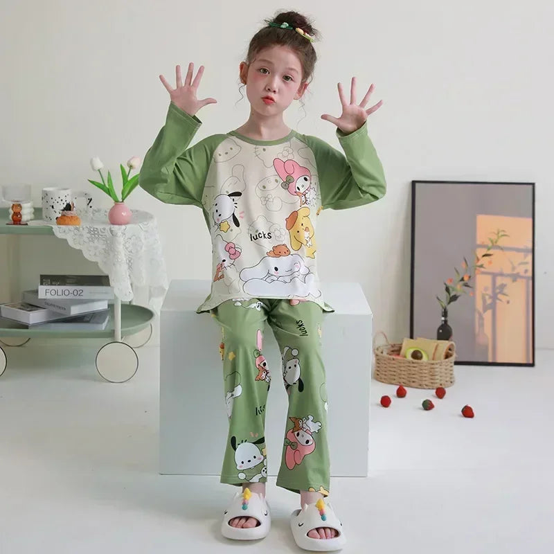 Winter Children Pajama Sets 2025 Cute Girl Cartoon Sleepwear Boys Long Sleeved Pants Pijamas Korean Home Clothes Kid Loungewear