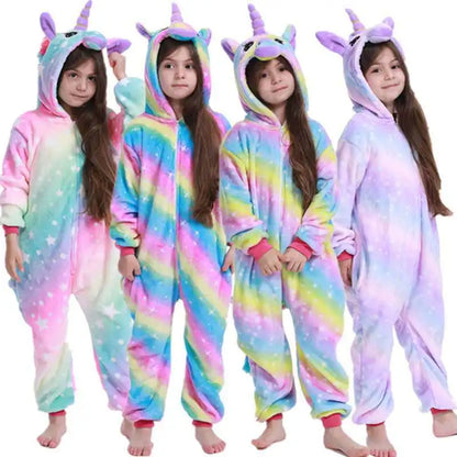 Kids Pijamas Shark Kigurumi Parenting Animal  Onesie Unicorn Sleepwear Bodysuits Adult Full Body Jumpsuits Winter Flannel